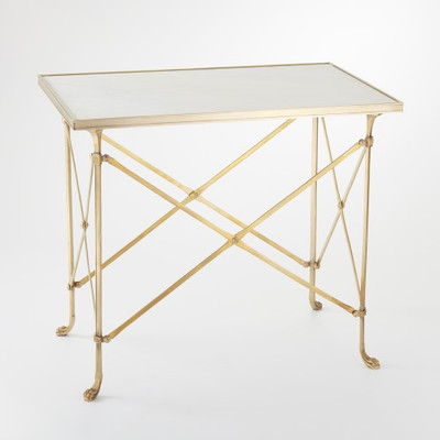 Rectangular Directoire Table - Brass & White Marble
