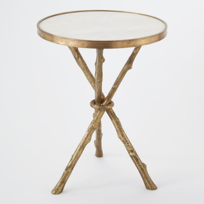 Twig Table - Brass & White Marble