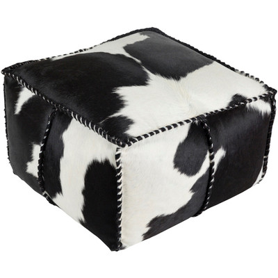 Surya Ranger Pouf 22 x 22 x 13 - White, Black