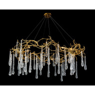 John Richard Brass and Glass Teardrop Eight-Light Chandelier