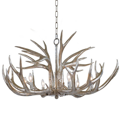 Regina Andrew Antler Chandelier - Ambered Silver Leaf