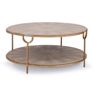 Regina Andrew Vogue Shagreen Cocktail Table - Ivory Grey And Brass