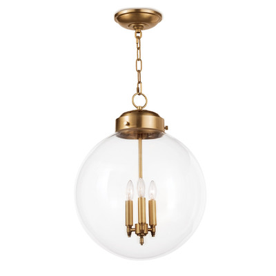Regina Andrew Globe Pendant - Natural Brass