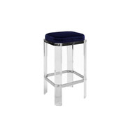 Worlds Away Dorsey Counter Stool - Nickel/Navy (Closeout)