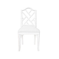 Worlds Away Fairfield Chair - White Lacquer/Linen Cushion