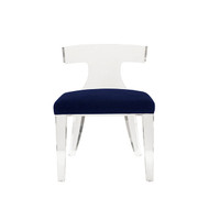 Worlds Away Duke Chair - Acrylic/Navy Velvet