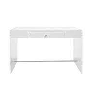 Worlds Away Lennon Desk - Acrylic/White Lacquer (Closeout)