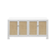 Worlds Away Sofia Cabinet - Cane/Brass Hardware/White Lacquer