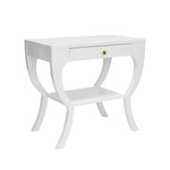Worlds Away Sonya Side Table - White Lacquer/Acrylic Hardware