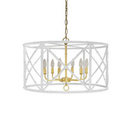Worlds Away Zia Chandelier - Bamboo/White Powder Coat With Gold