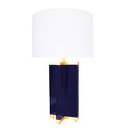 Worlds Away Hanover Table Lamp - Navy Lacquer/Gold Leaf
