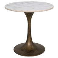 Noir Laredo 20" Table - White Stone Top - Aged Brass