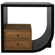 Noir Burton Side Table - Right - Hand Rubbed Black And Teak