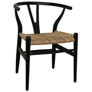 Noir Zola Chair with Rush Seat - Charcoal Black