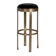 Noir Prince Stool With Leather - Brass Finish