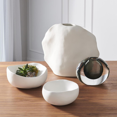 Global Views Organic Round Bowl - Matte White - Sm