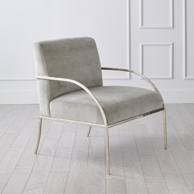 Global Views Swoop Chair - Grey Velvet - Nickel