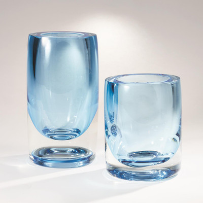 Global Views Thick Cylinder Vase - Powder Blue/Light Blue - Sm