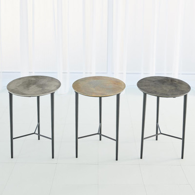 Studio A Circle Etched Accent Table - Black Nickel