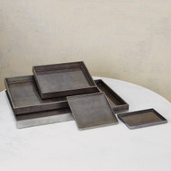 Studio A Gunmetal Silver Leaf Rectangle Tray - Sm