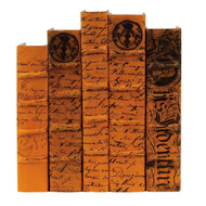 E Lawrence Antiqued Scripted Parchment Golden Orange