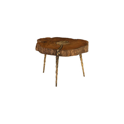 Phillips Collection Molten Coffee Table, Poured Brass In Wood