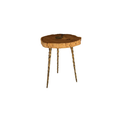 Phillips Collection Molten Side Table, LG, Poured Brass In Wood