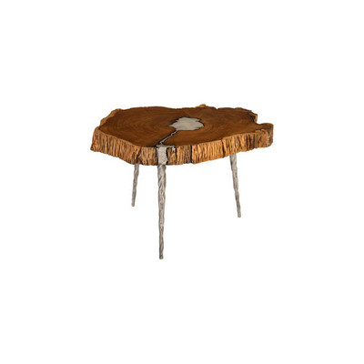 Phillips Collection Molten Coffee Table, Poured Aluminum In Wood