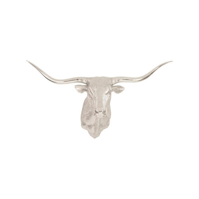 Phillips Collection Longhorn Bull Wall Art, Resin, Silver Leaf