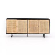 Four Hands Carmel Sideboard - Black Wash W/ Natural Cane