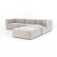 Four Hands Langham Channeled 3 - Piece Sectional - Right Chaise W/ Ottoman - Napa Sandstone