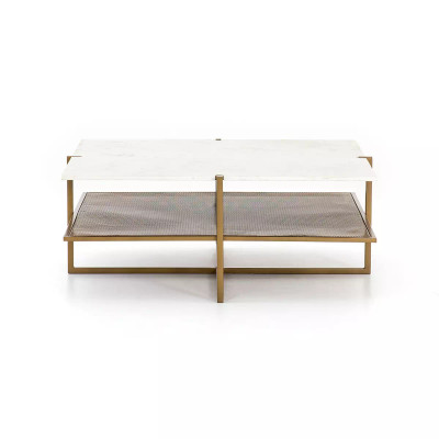 Four Hands Olivia Square Coffee Table - Antique Brass