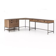 Four Hands Trey Desk System With Filing Cabinet - Auburn Poplar