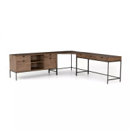 Four Hands Trey Desk System With Filing Credenza - Auburn Poplar