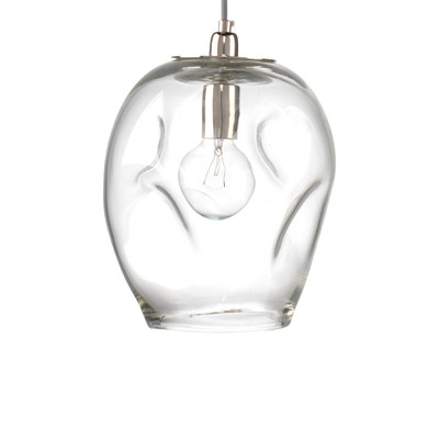 Jamie Young Dimpled Glass Pendant - Large - Clear Glass & Nickel Metal