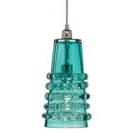 Jamie Young Ribbon Pendant - Long - Aqua Glass w/ Nickel Hardware