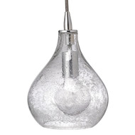 Jamie Young Curved Pendant - Small - Clear Seeded Glass w/ Nickel Hardware