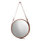 Jamie Young Round Mirror - Large - Brown Leather & Ant. Brass Metal Accents