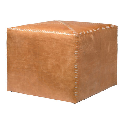 Jamie Young Ottoman - Large - Buff Leather