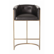 Arteriors Calvin Bar Stool - Antique Brass and Black Leather (Store)