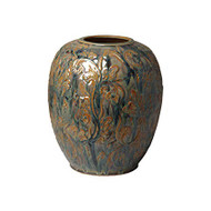 Emissary Botanical Relief Vase - Blue Bayou - Large (Store)