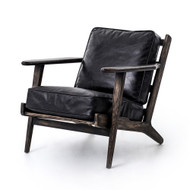 Four Hands Brooks Lounge Chair - Ebony, Blk Wsh Weath (Store)