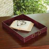 Global Views Wrapped Leather Handle Box - Crimson (Store)