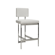 Worlds Away Baylor Counter Stool - Nickel/White (Store)