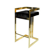 Worlds Away Hearst Linear Bar Stool With Brass Base And Black Velvet Cushion (Store)
