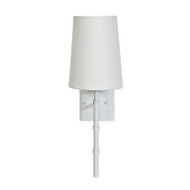 Worlds Away Molly White Sconce With Bamboo Detail & White Linen Shade (Store)