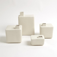 Square Chimney Vase - White - Med
