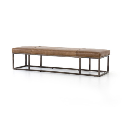 Four Hands Beaumont Leather Bench - Warm Taupe Dakota
