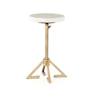 Four Hands Alana Adjustable Accent Table - Antique Brass - White Marble