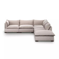 Four Hands Westwood 5 - Piece Sectional With Ottoman - Bayside Pebble